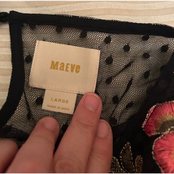 Anthropologie Maeve Samara Mesh Floral Embroidery Dress Size L - Picture 3 of 6